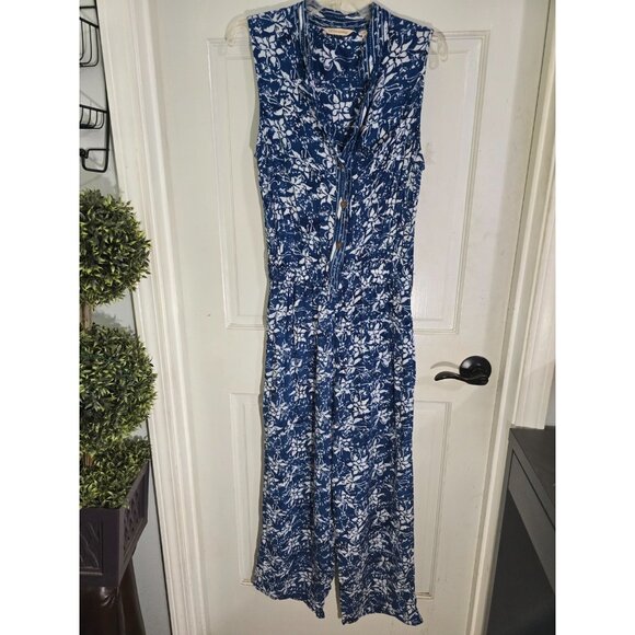 Soft Surroundings Womens Blue Floral Sleeveless Jumpsuit Wide Leg Rayon Size PS - Picture 4 of 13